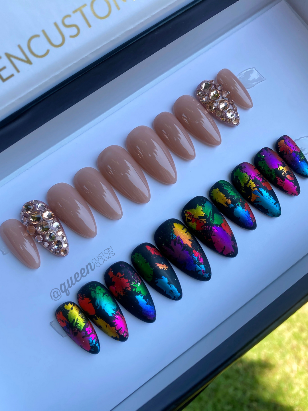 MardiGras Foil press on nails