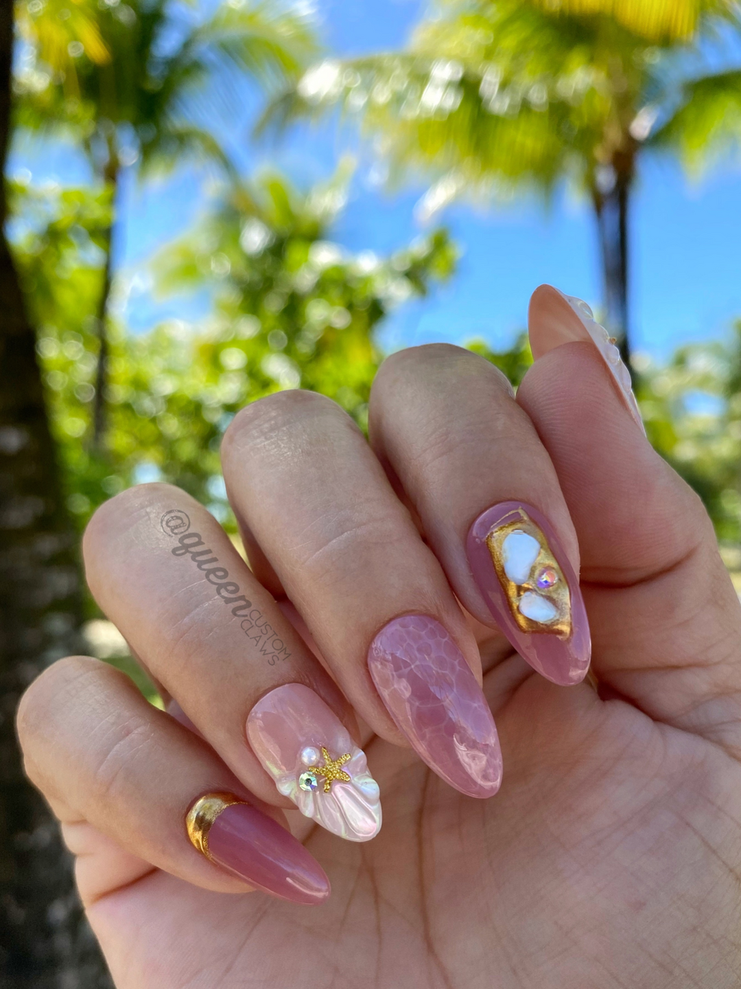 Lowkey Mermaid press on nails