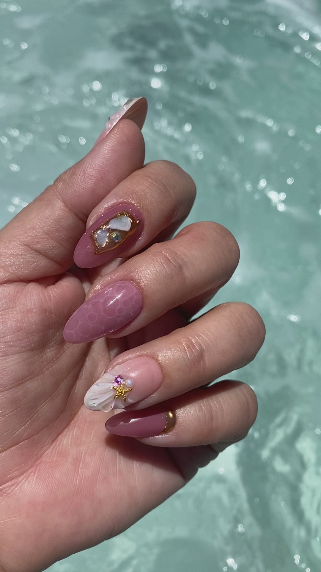 Lowkey Mermaid press on nails