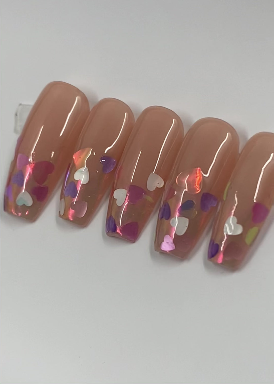 Hearts a’Glow | iridescent glitter Jelly- press on nails