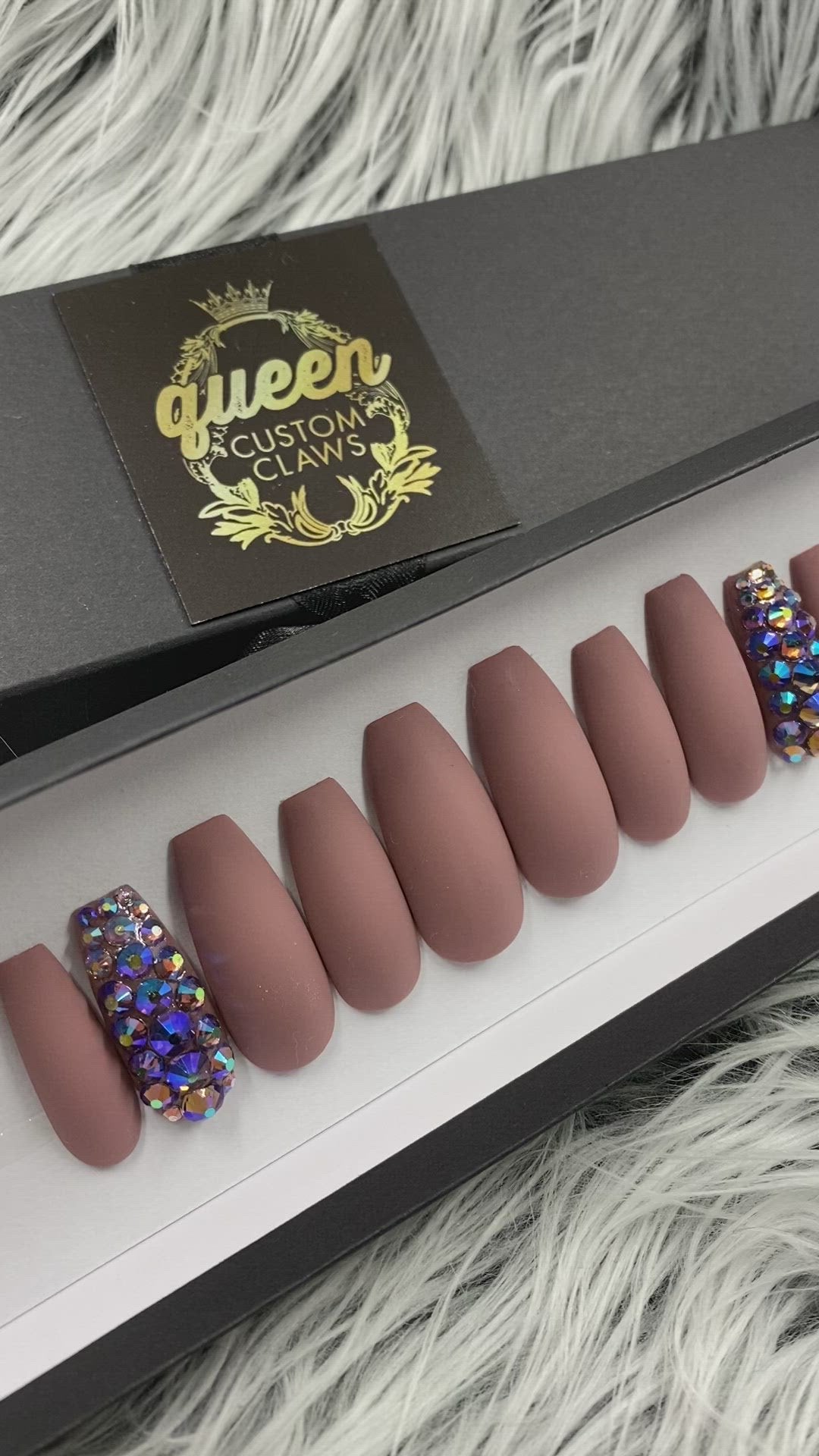 Matte Nude & Bling press-on nail