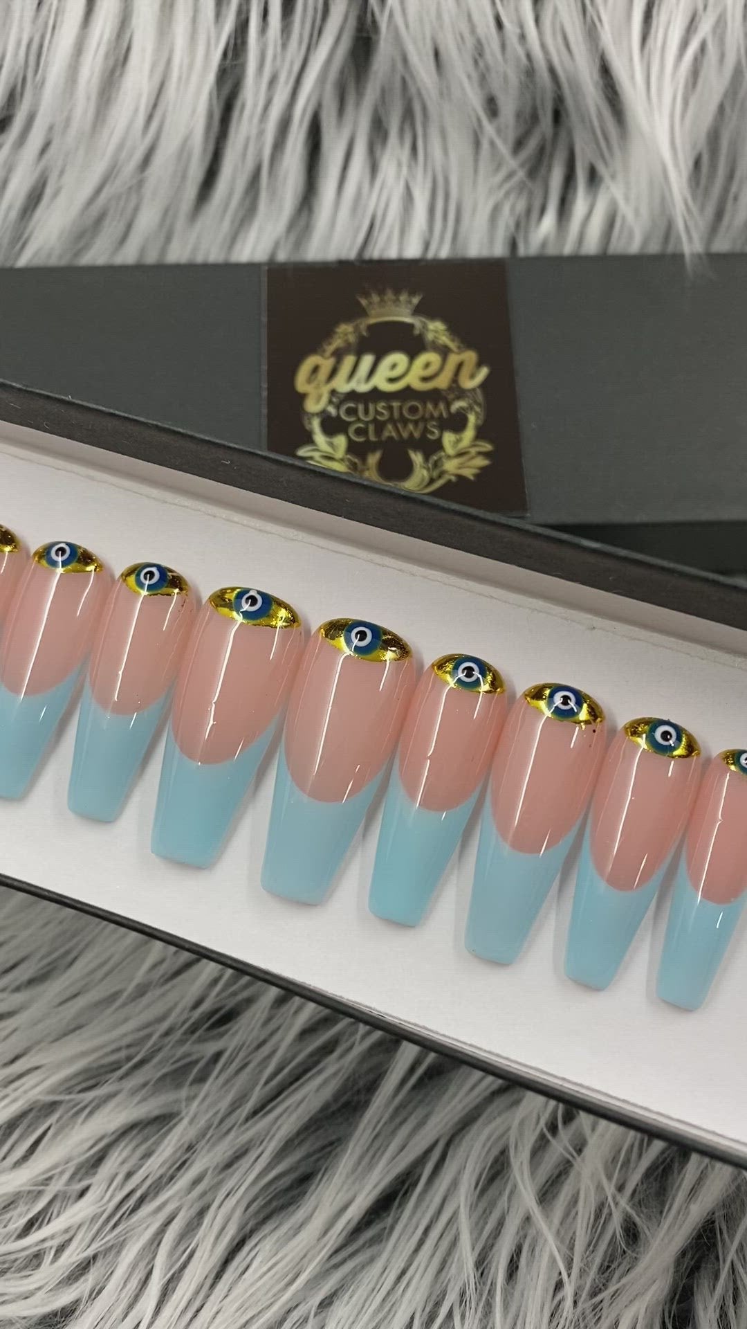 Nazar Evil Eye: Gold Cuticle Deep C French Tip