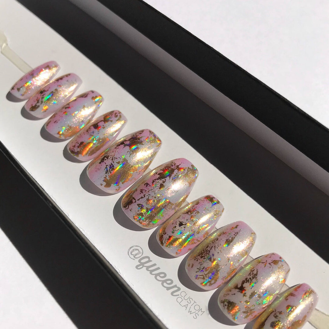 Golden Holo Unicorn- press-on nails