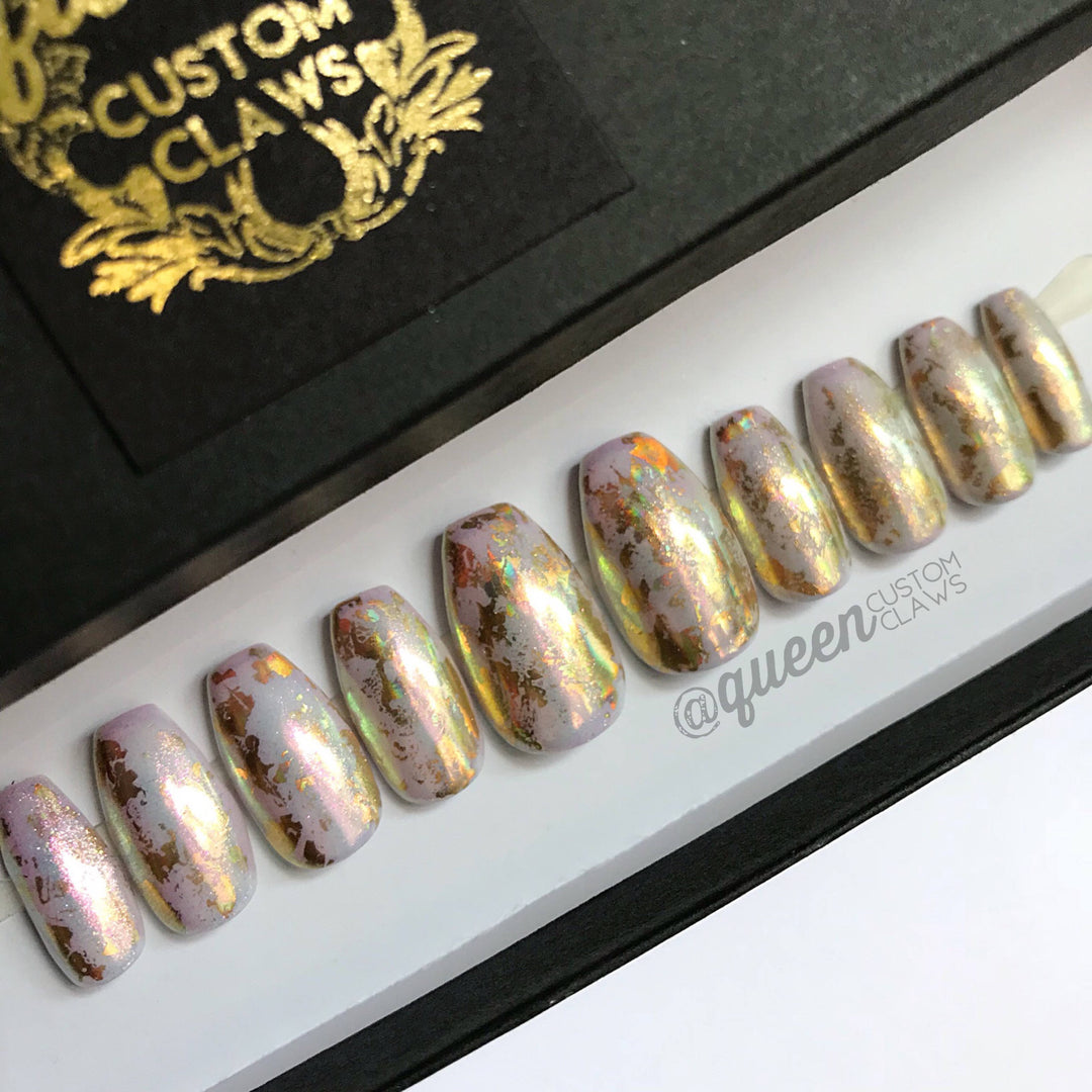 Golden Holo Unicorn- press-on nails