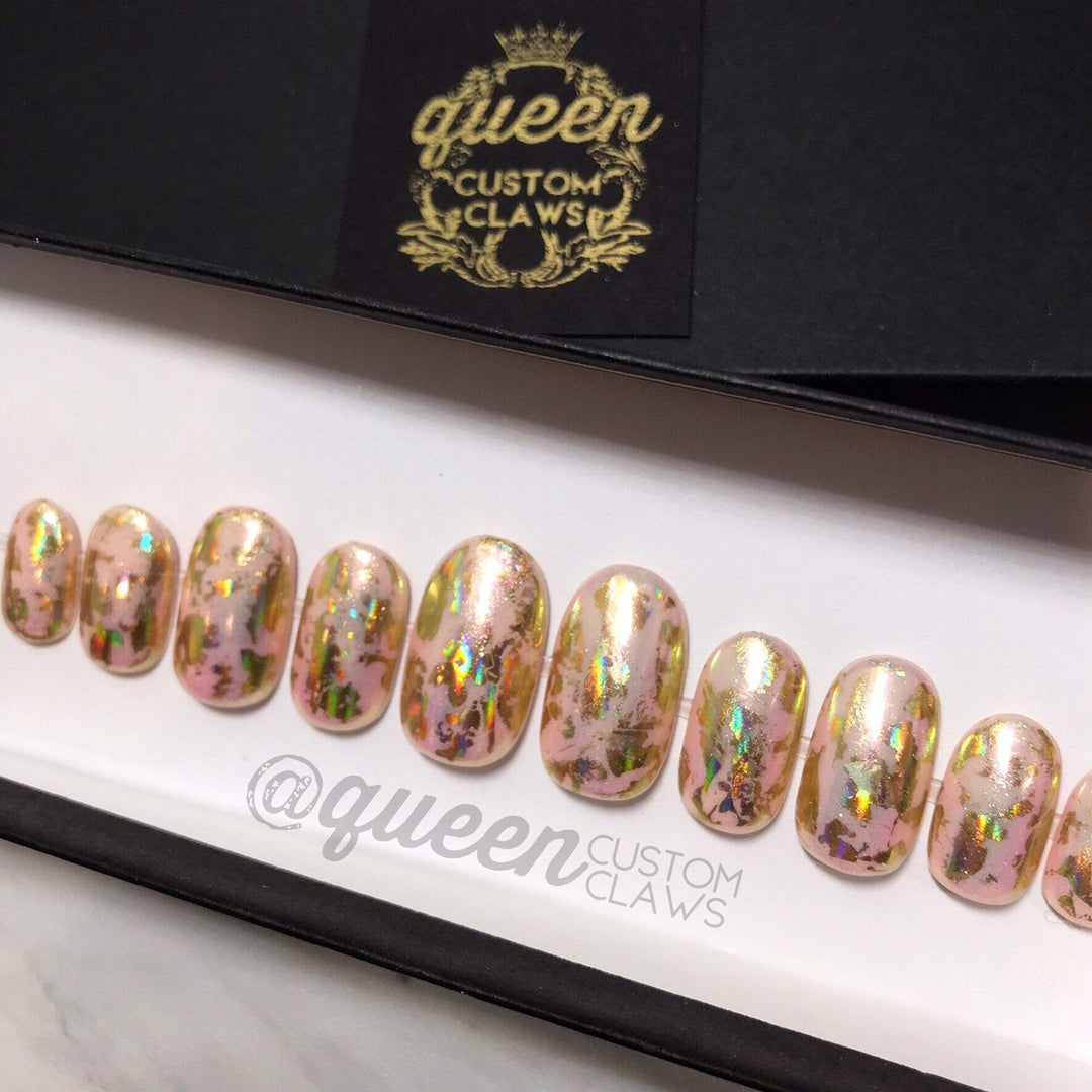 Golden Holo Unicorn- press-on nails
