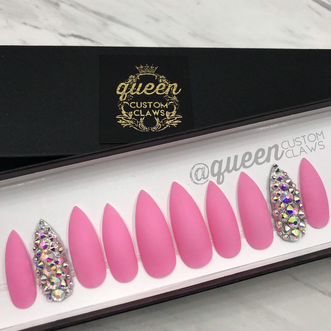 Matte & Bling press-on nail