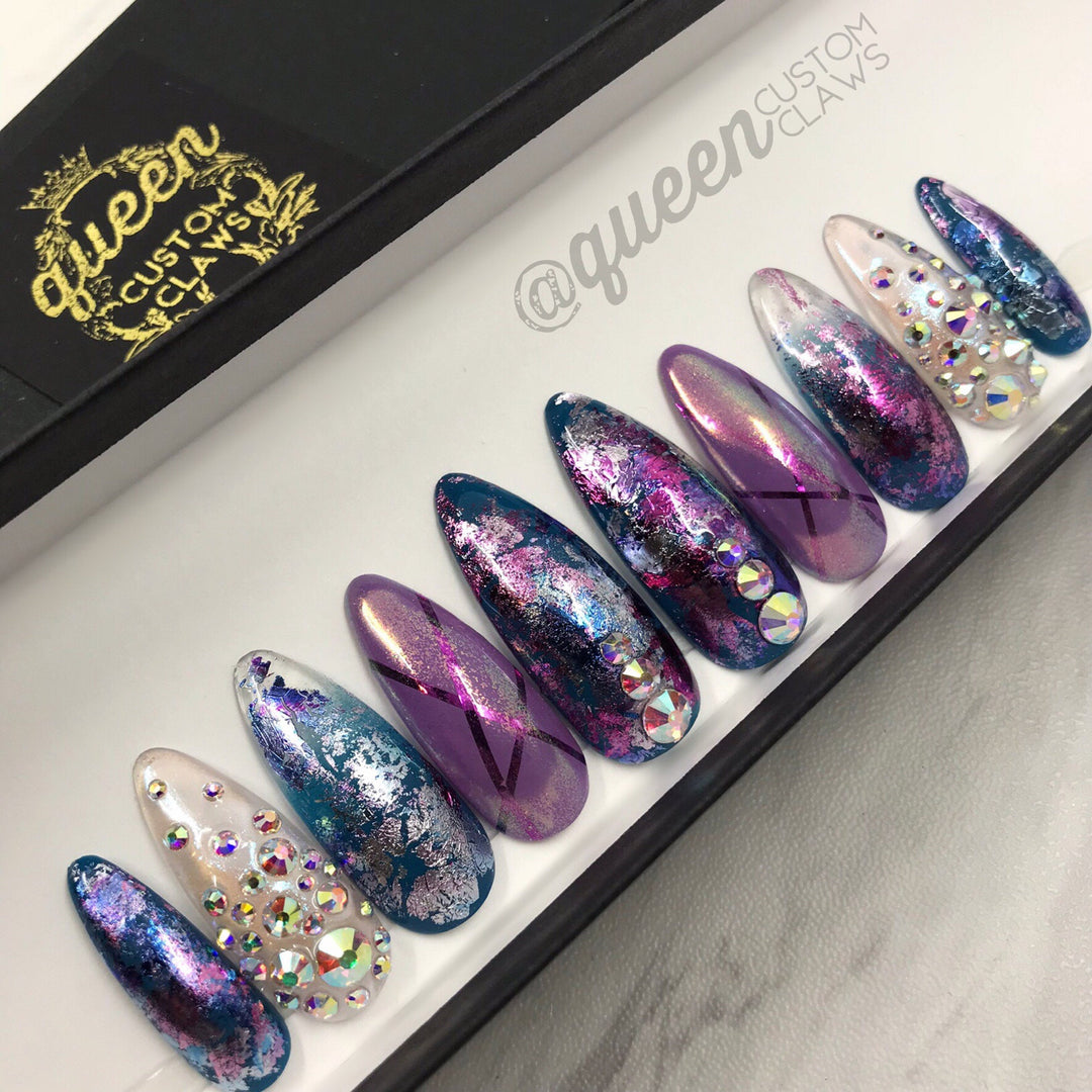 Crystal Foil Ombre Bling press on nails