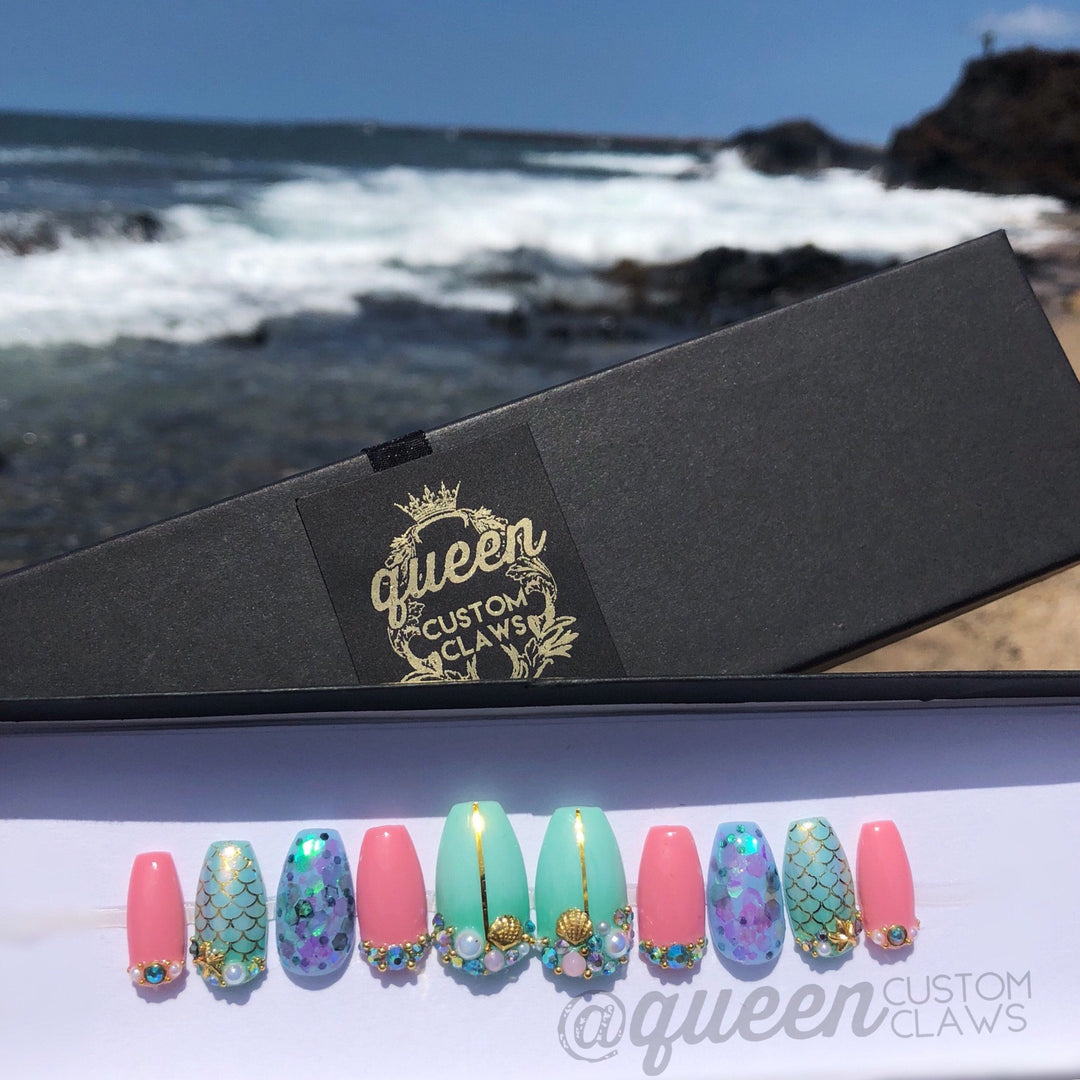 Mermaid Princess Bling press on nails