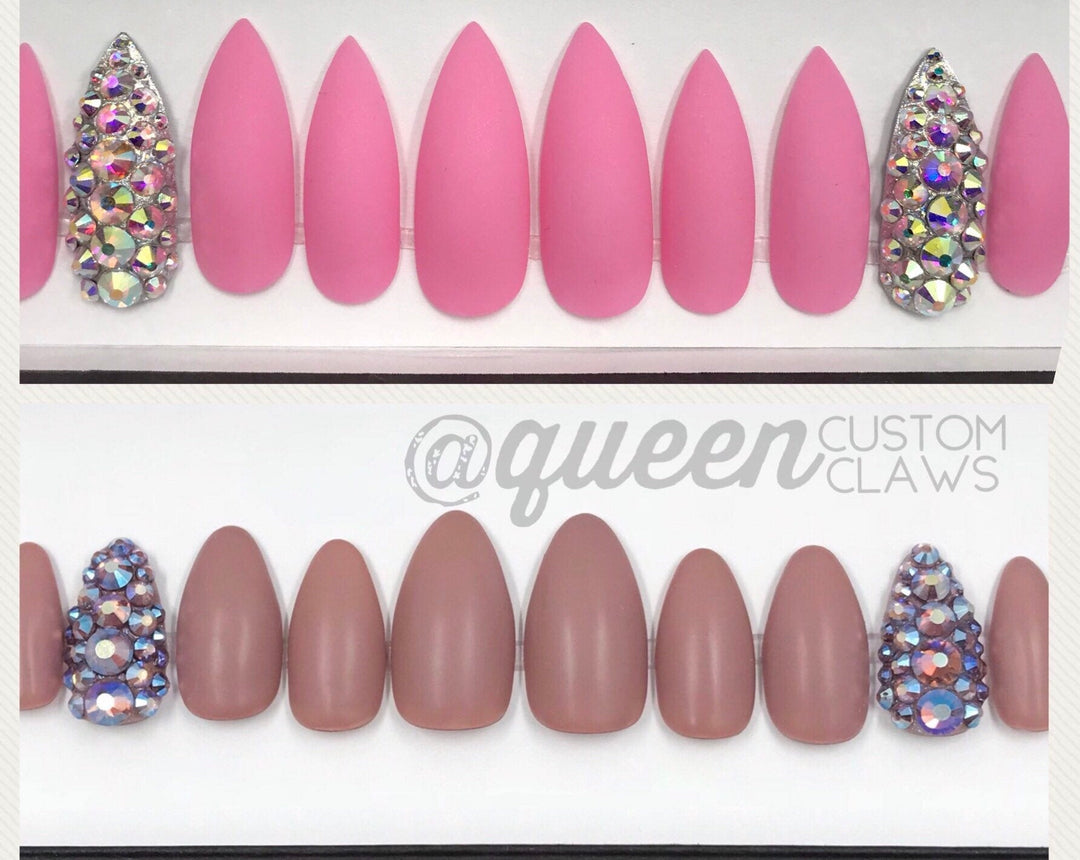 Matte & Bling press-on nail