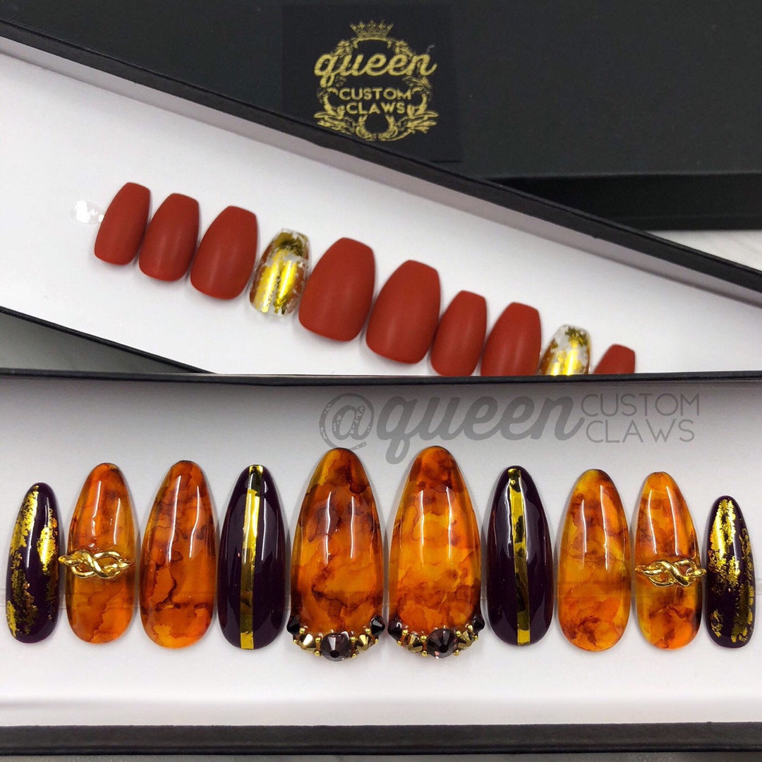 Amber Gemstone Jelly press on nails