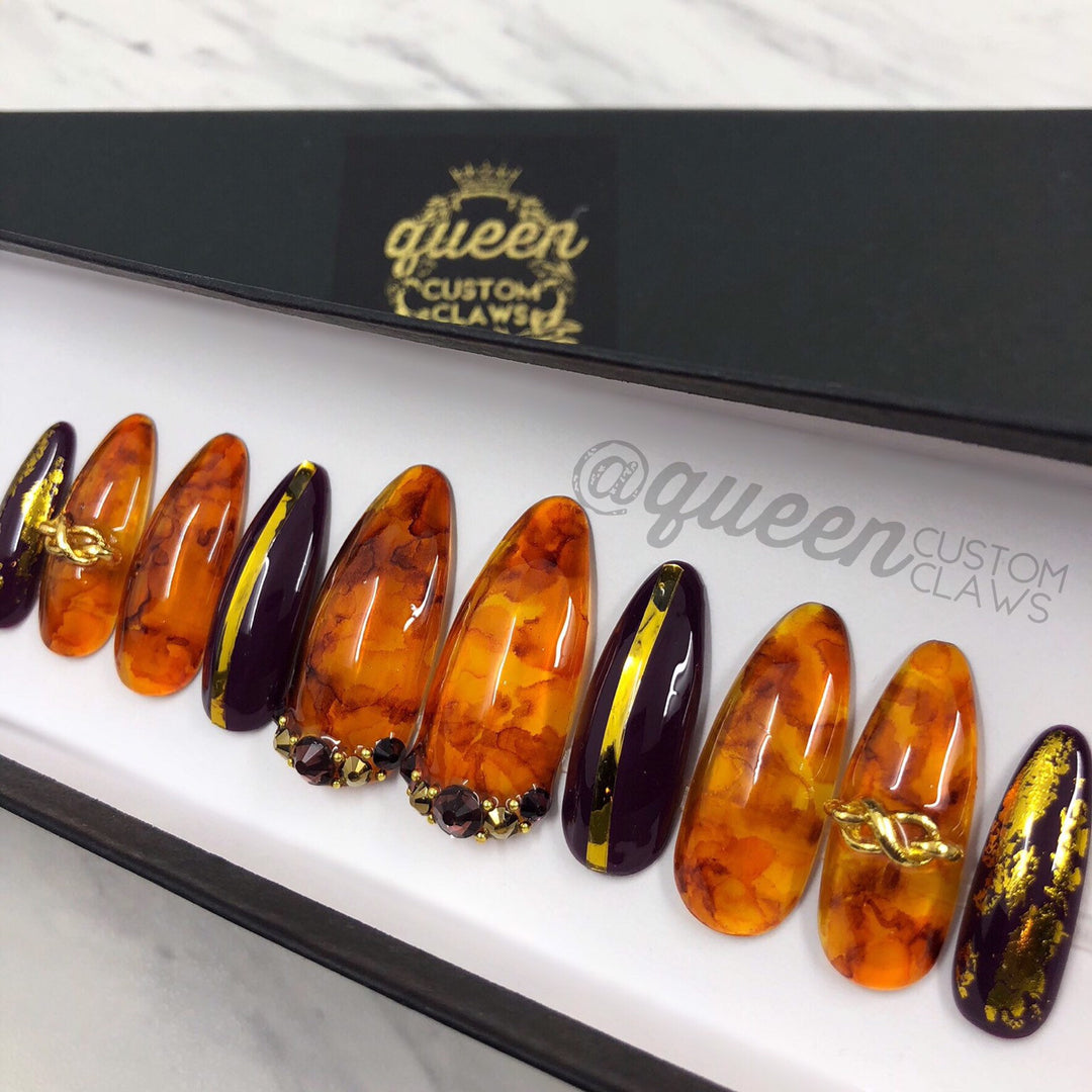 Amber Gemstone Jelly press on nails