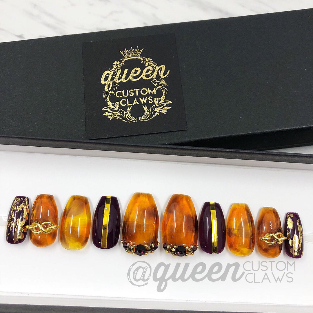 Amber Gemstone Jelly press on nails
