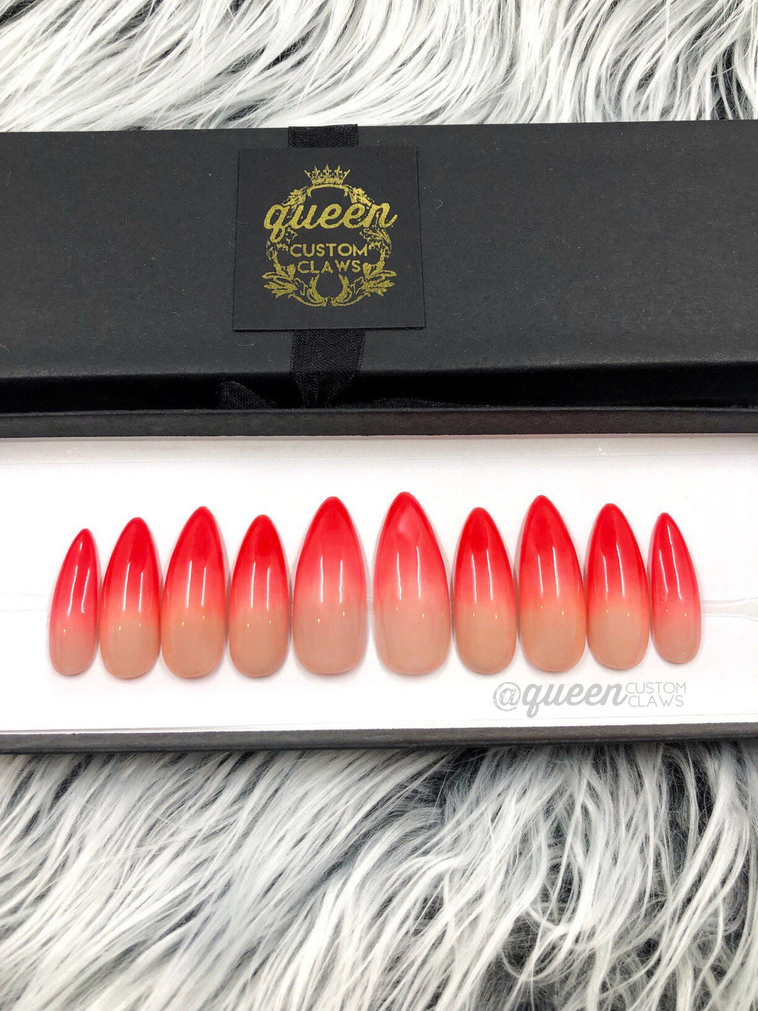 Neon to Nude Boomer Ombre- press-on nails