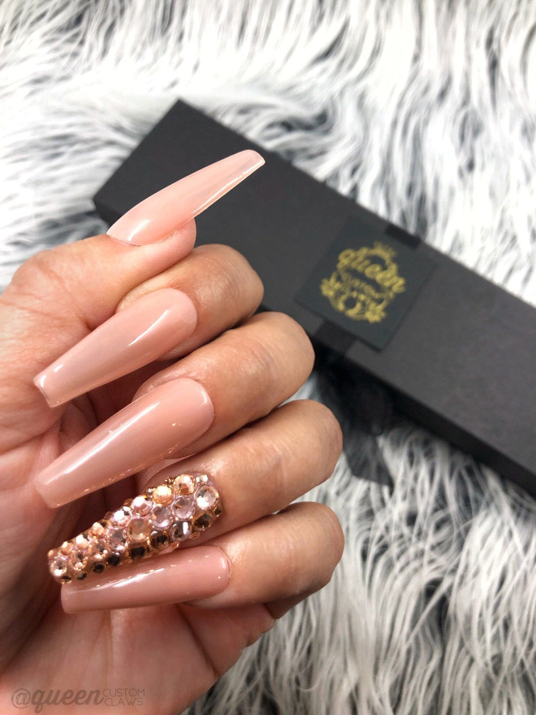 Nearly Naked- Nude Bling press-on nail