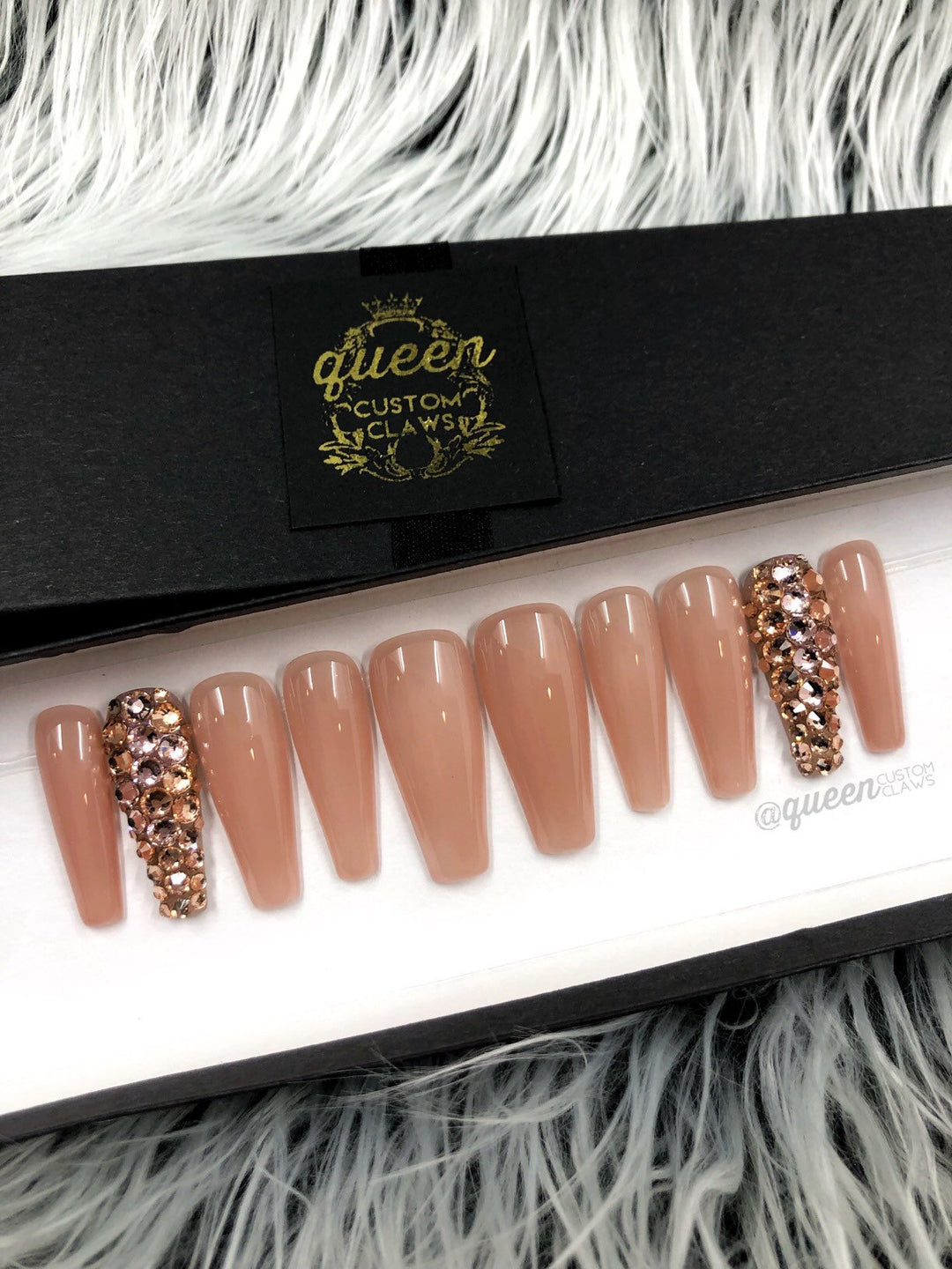 Nearly Naked- Nude Bling press-on nail