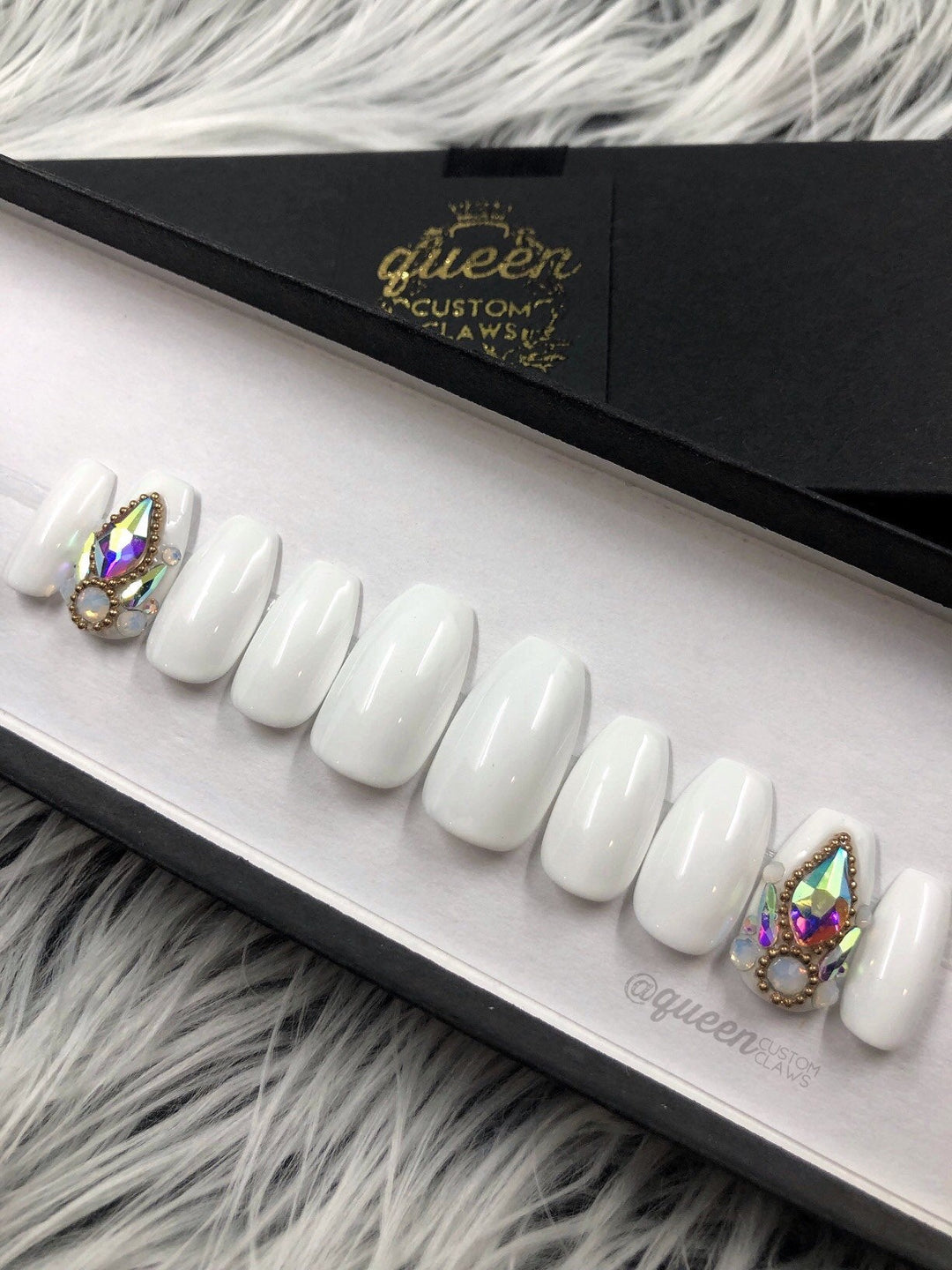 White Wedding-Bling  press on nails