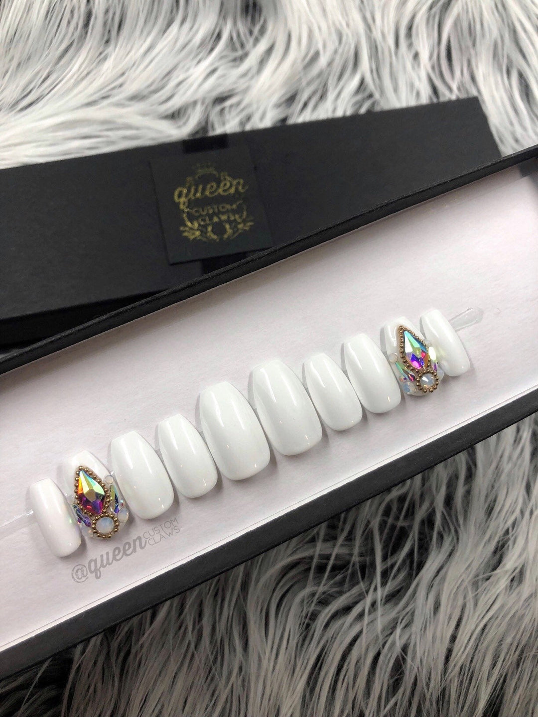 White Wedding-Bling  press on nails