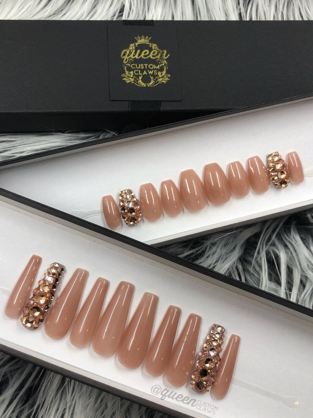 Nearly Naked- Nude Bling press-on nail