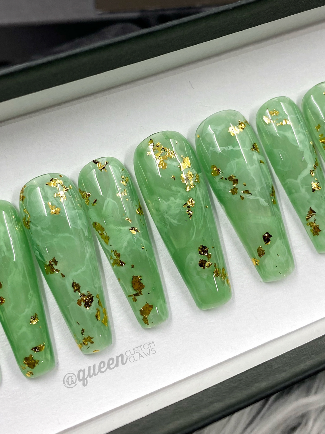Jade quartz- press on nails