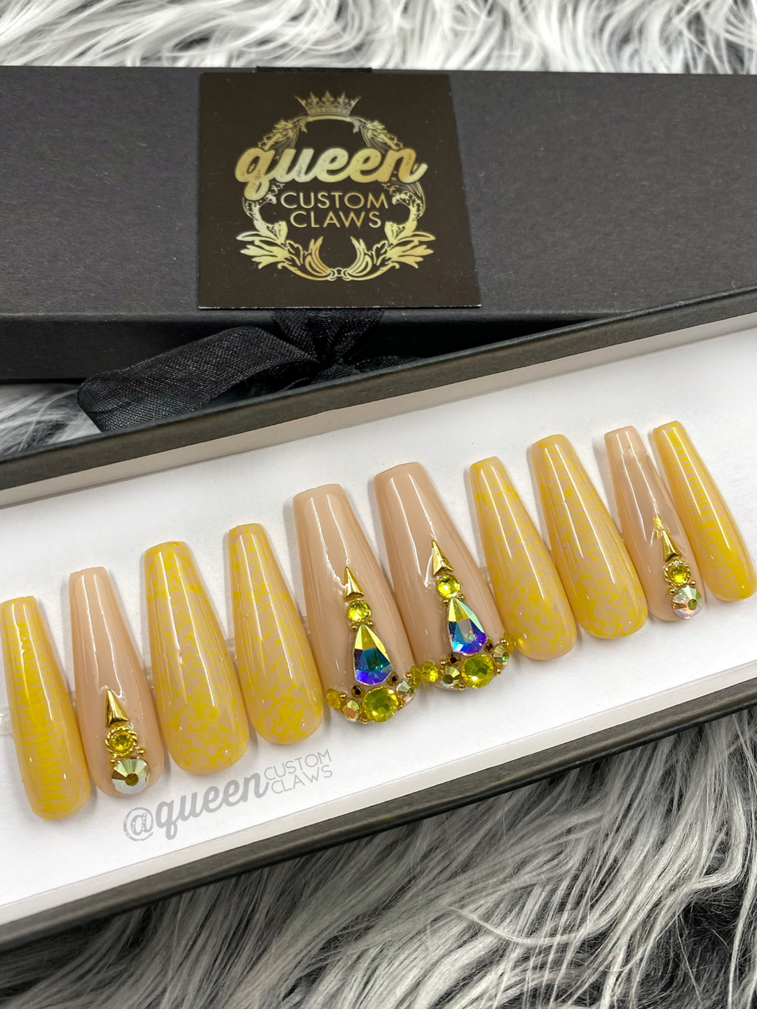 Golden Mamba Snake Print Press on Nails