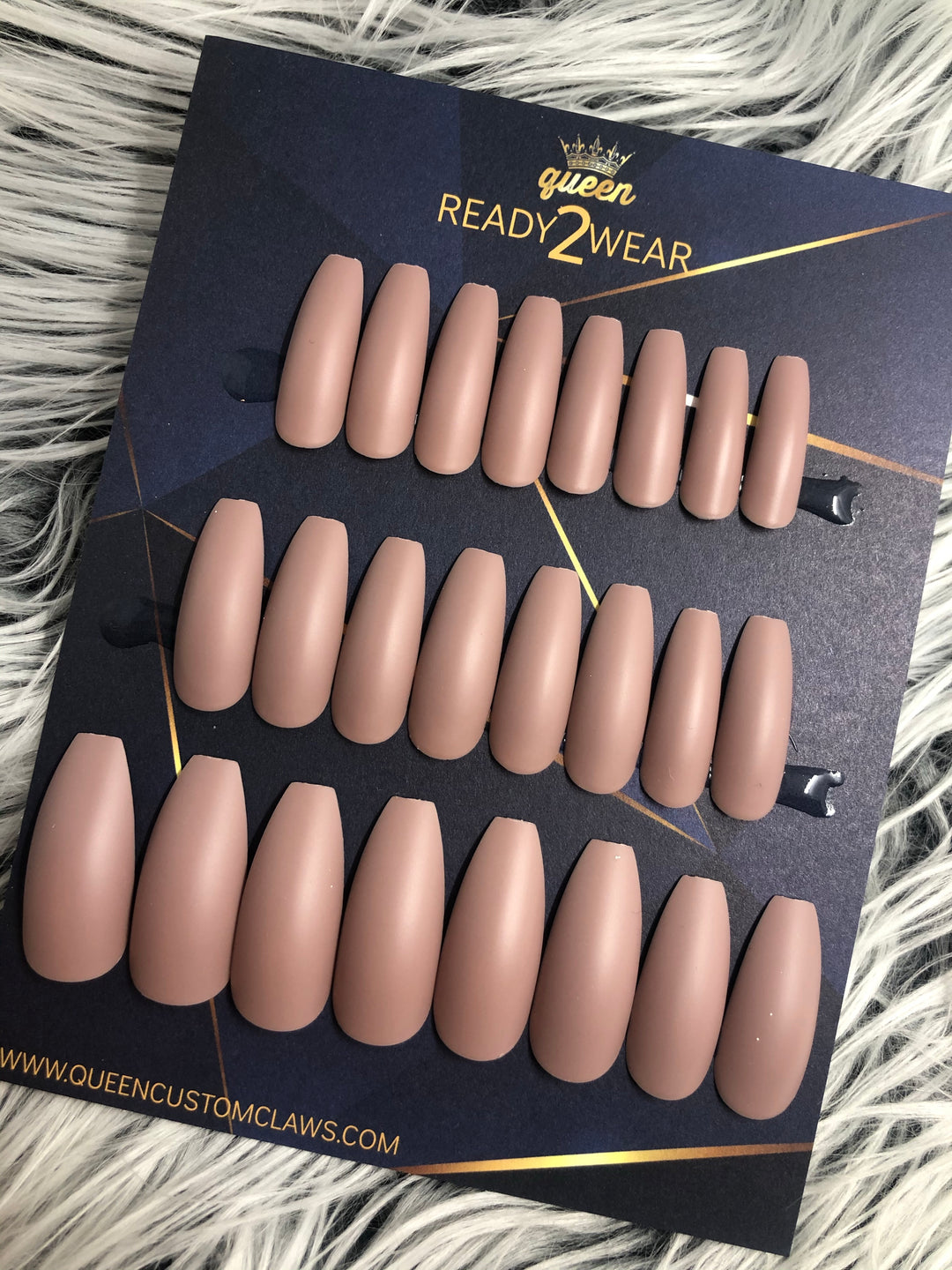 Ready2Wear | Matted Mauve : long Coffin Press-on nails