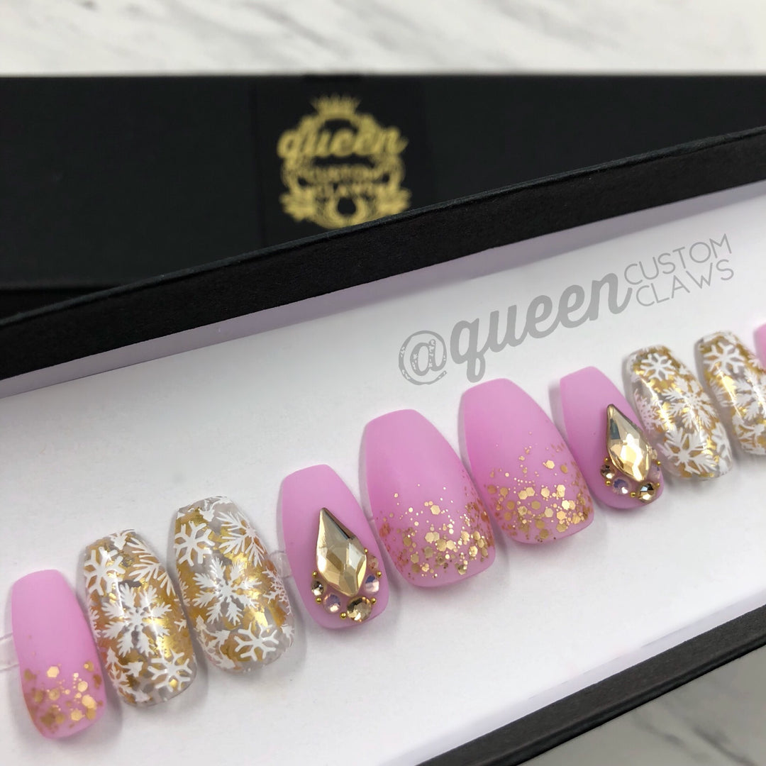 Frosted: Bubble Gum Frost - press on nails