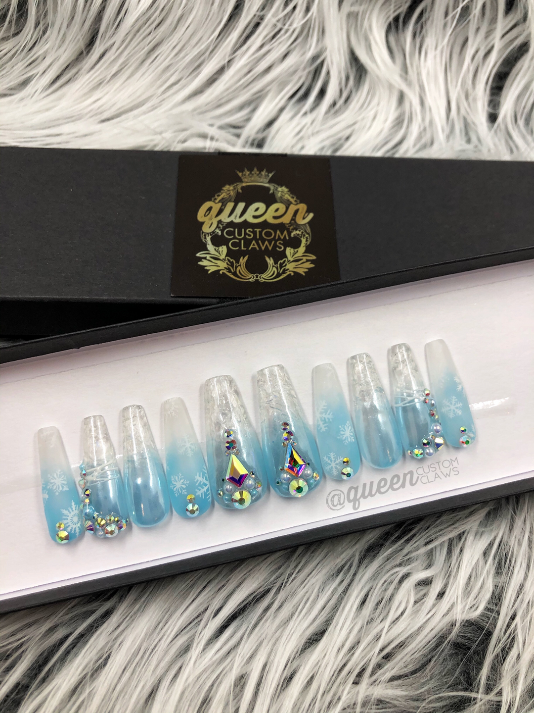 Ice Queen, cracked ice Press on Nails