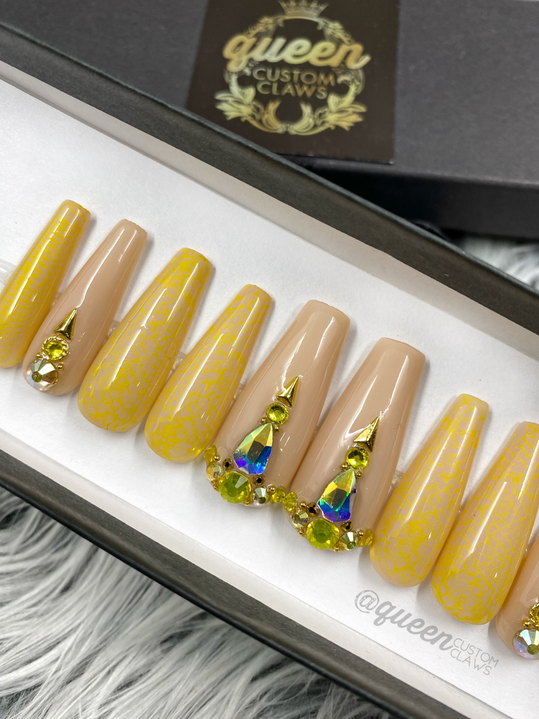 Golden Mamba Snake Print Press on Nails