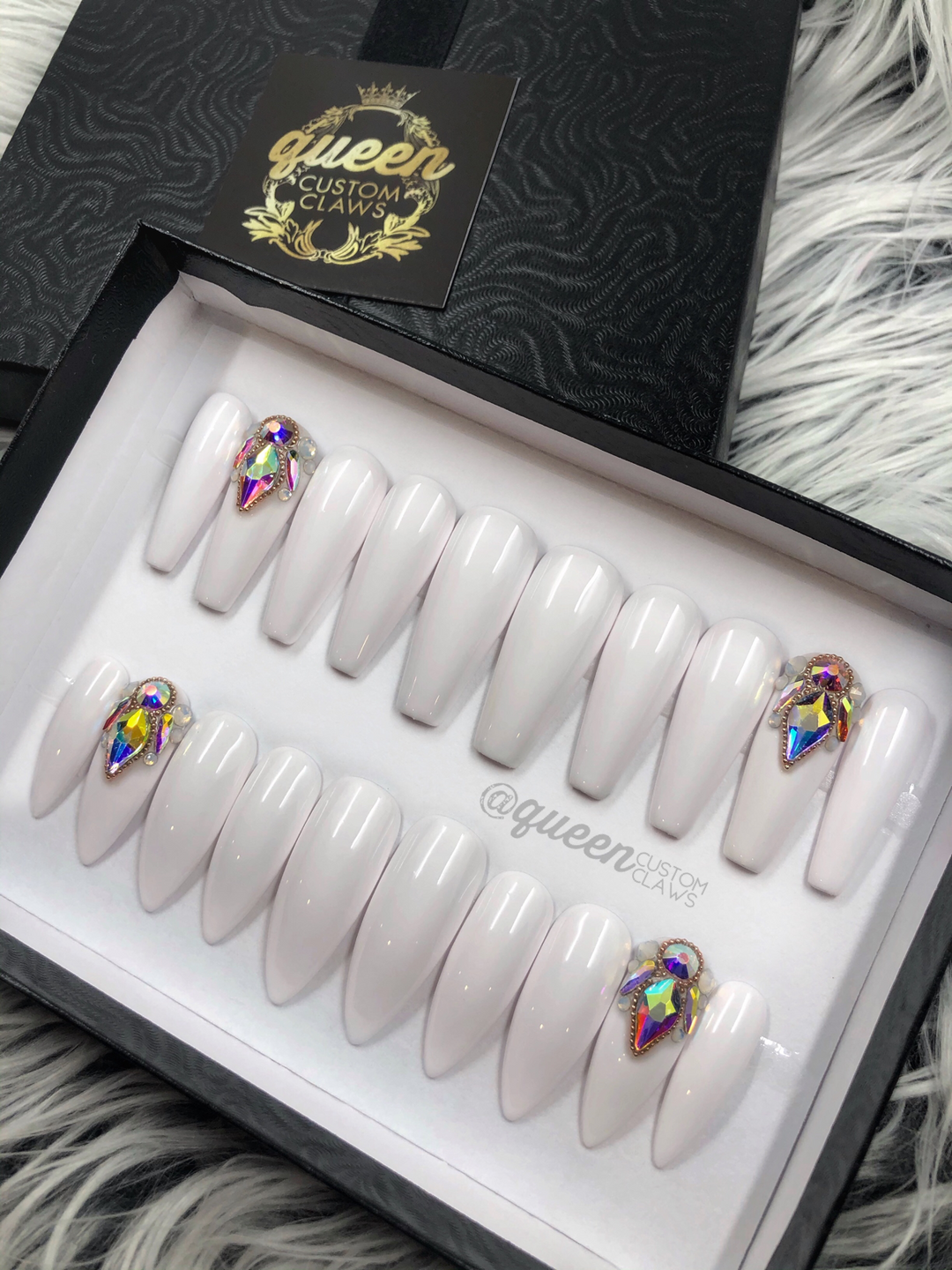 White Wedding-Bling  press on nails