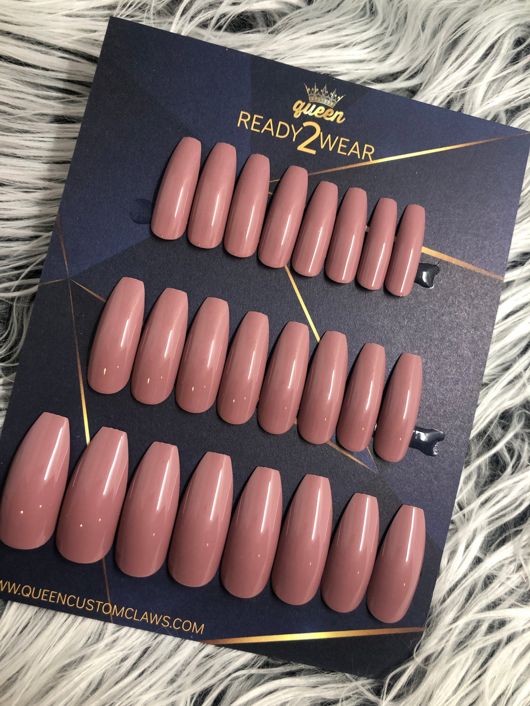 Ready2Wear | Mauve : long shiny Coffin Press-on nails