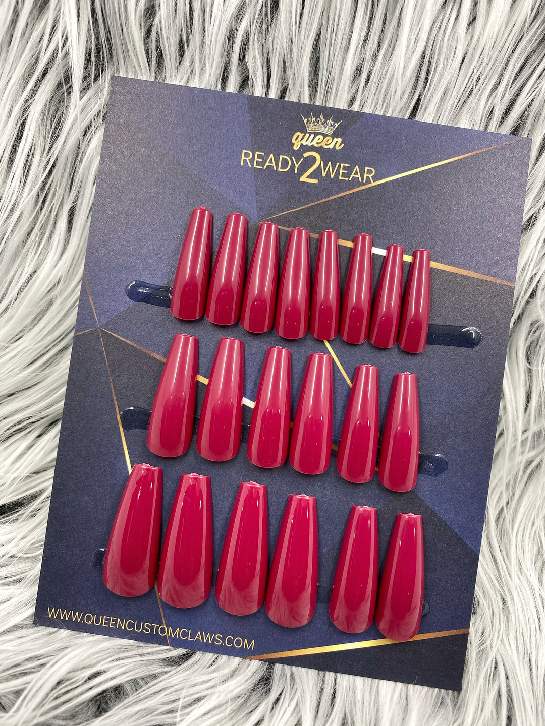 Ready2Wear | Raspberry: Xtreme coffin Press-on nails