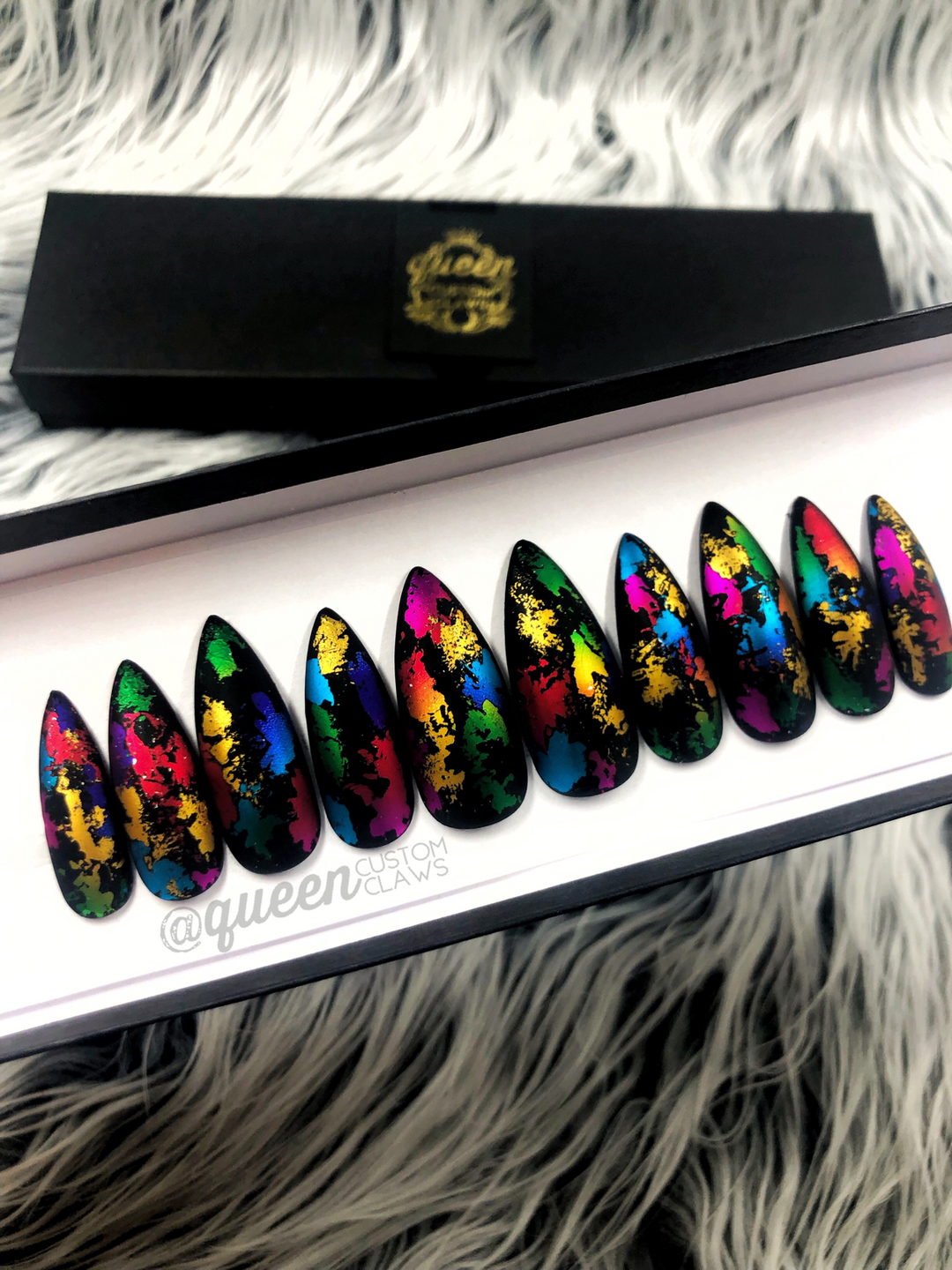 MardiGras Foil press on nails