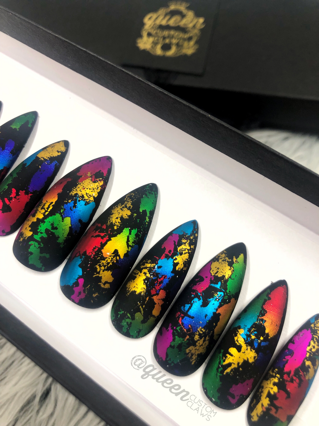 MardiGras Foil press on nails