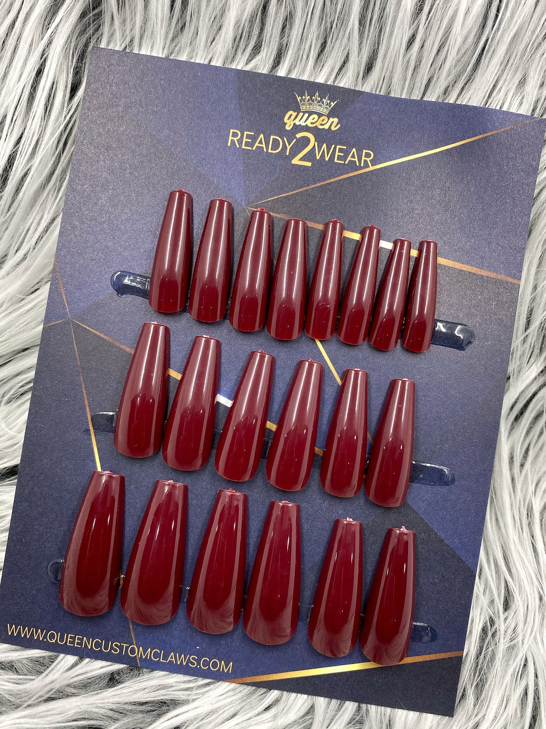 Ready2Wear |Merlot: long shiny Press-on nails