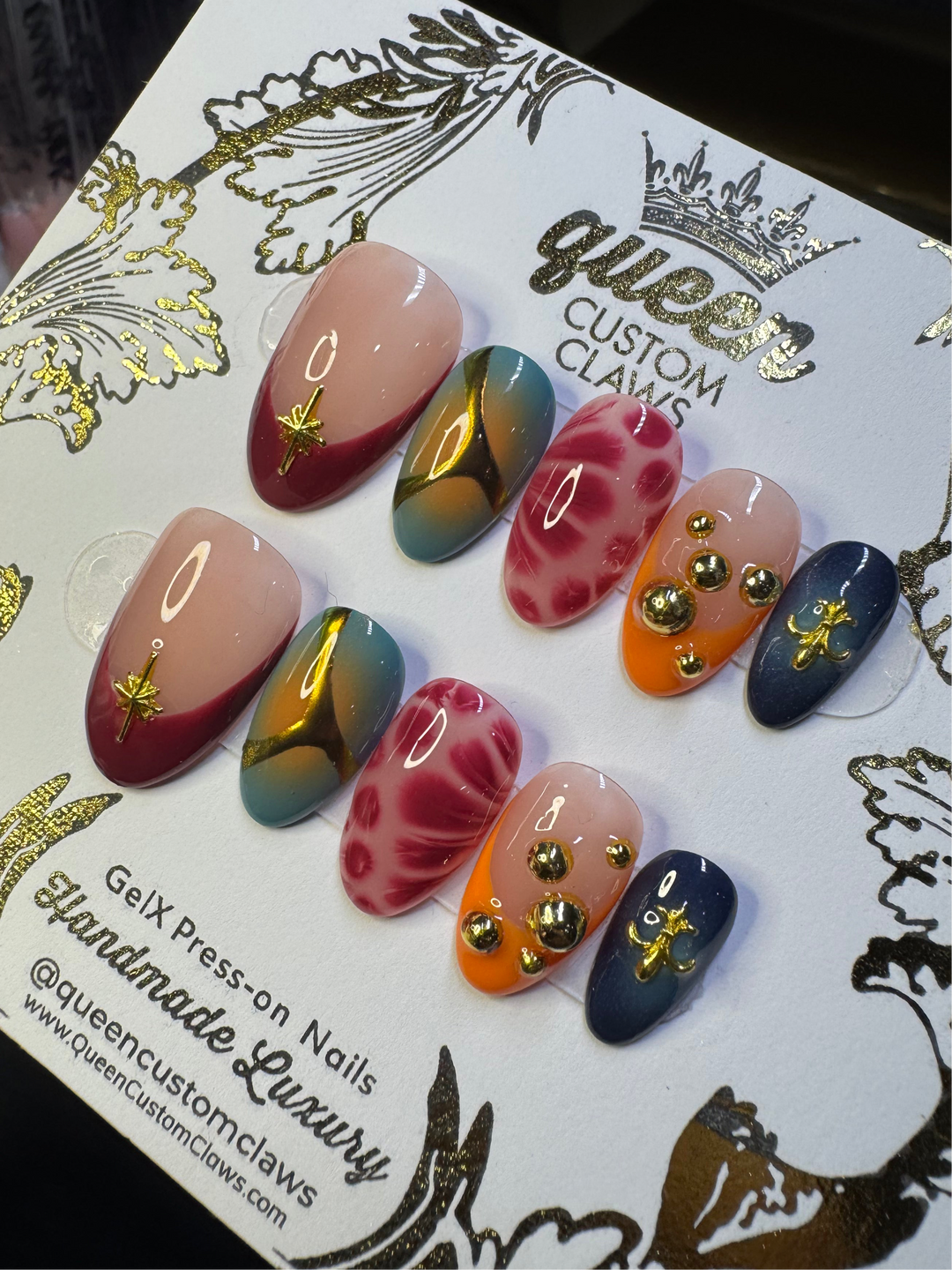 Autumn Bloom: fall colored booming gel press on nails