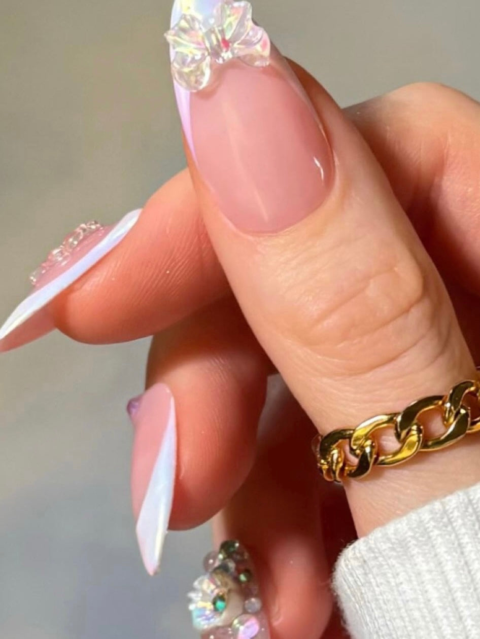 Elegant Almond Crystals Nail Inspiration