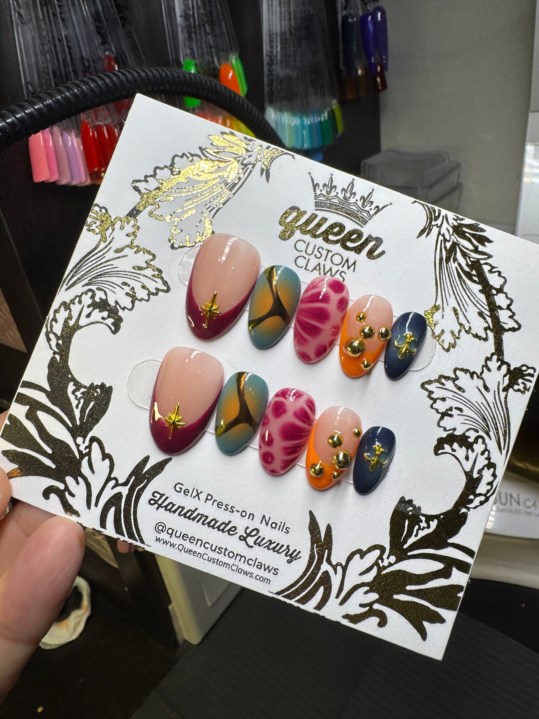 Autumn Bloom: fall colored booming gel press on nails