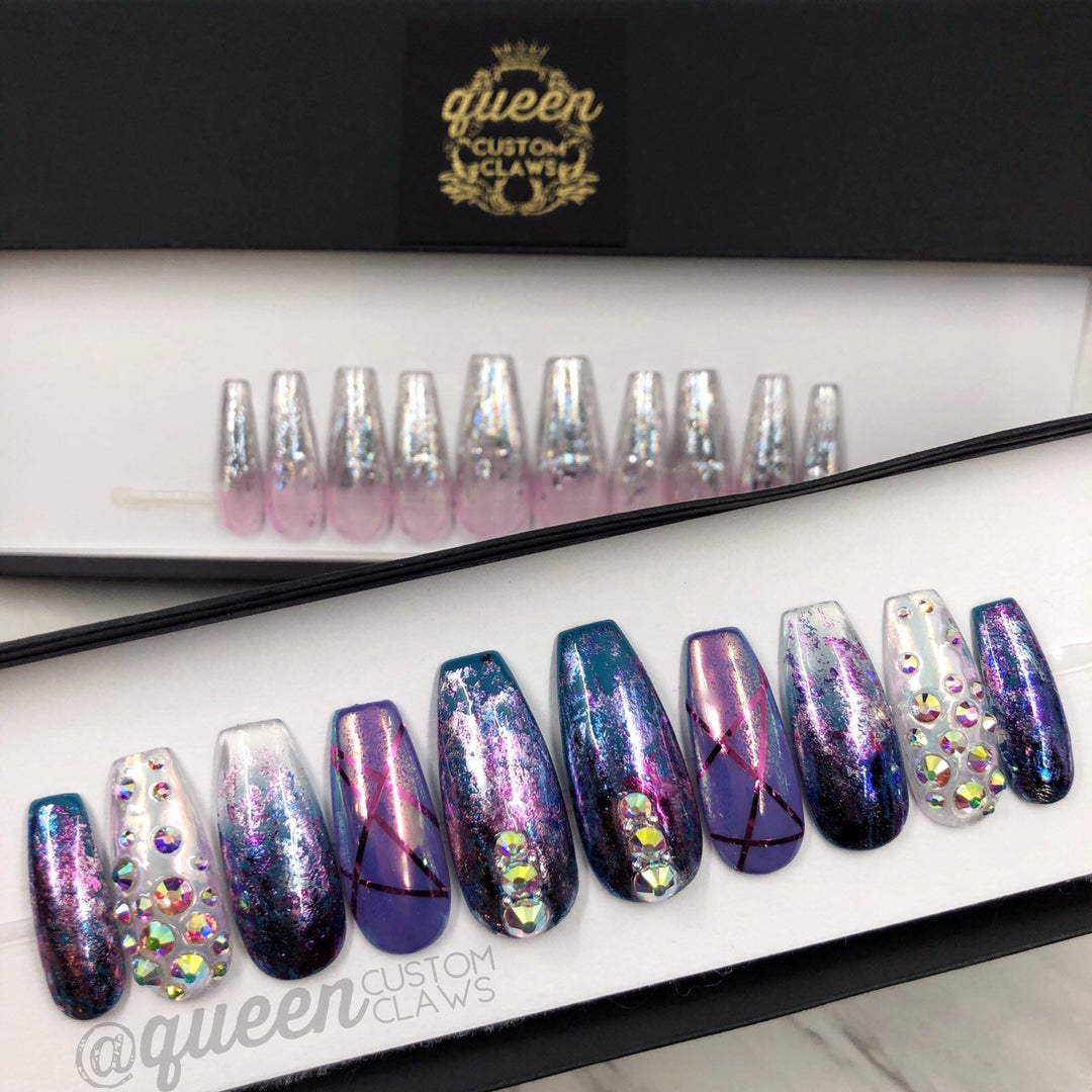Crystal Foil Ombre Bling press on nails