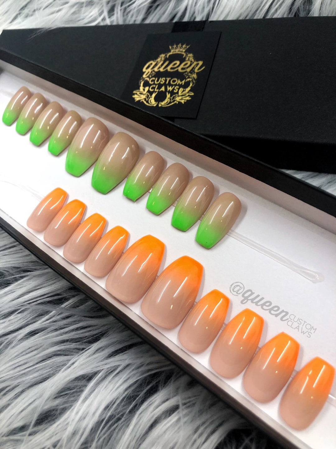 Neon to Nude Boomer Ombre- press-on nails