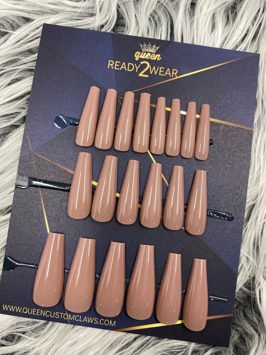 Ready2Wear | Whisper : long shiny Coffin Press-on nails