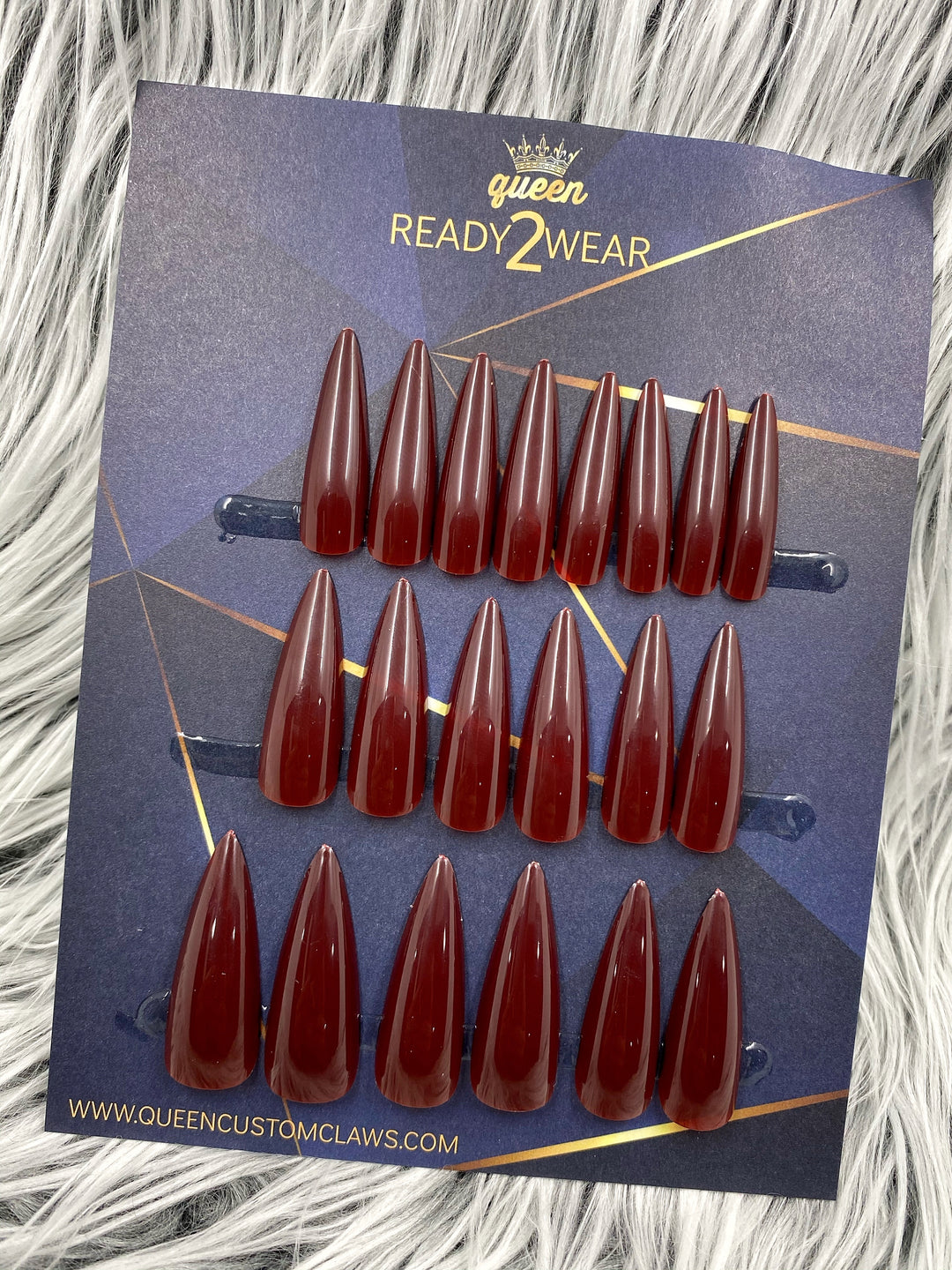 Ready2Wear |Merlot: long shiny Press-on nails