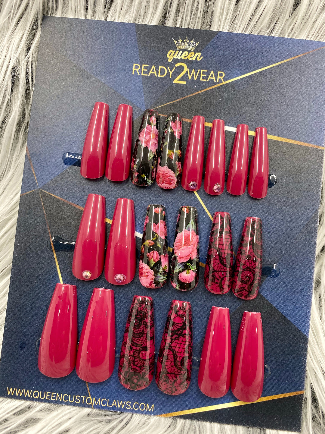 Ready2Wear HMA| Love & Lace: Xtreme coffin Press-on nails