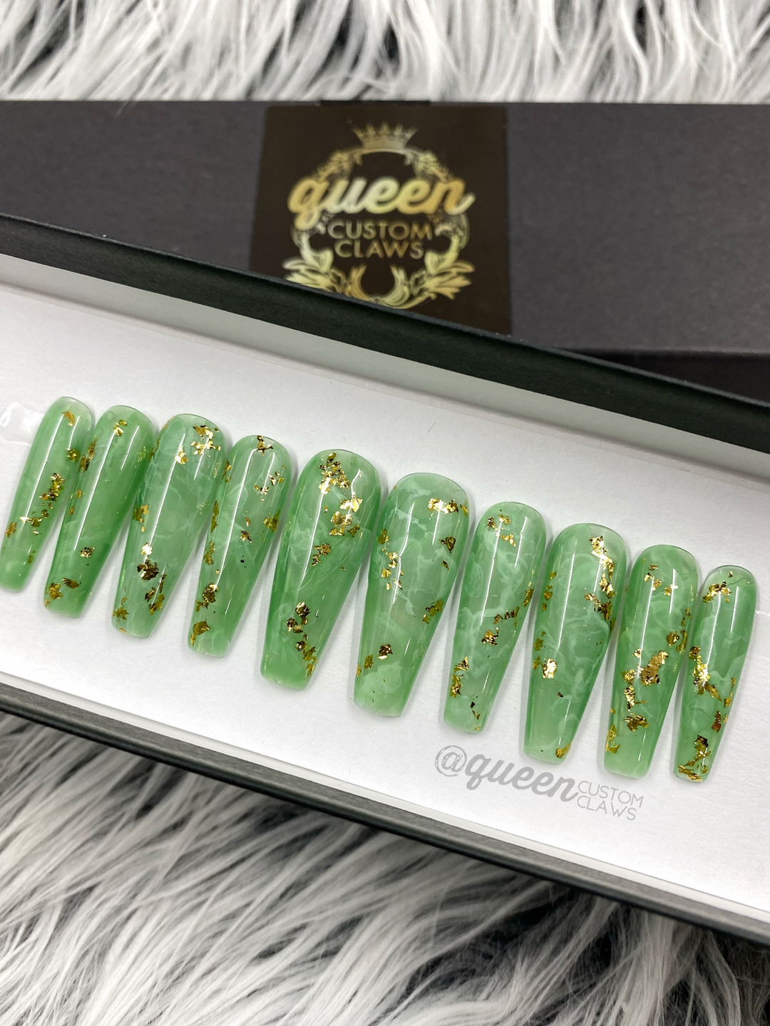 Jade quartz- press on nails