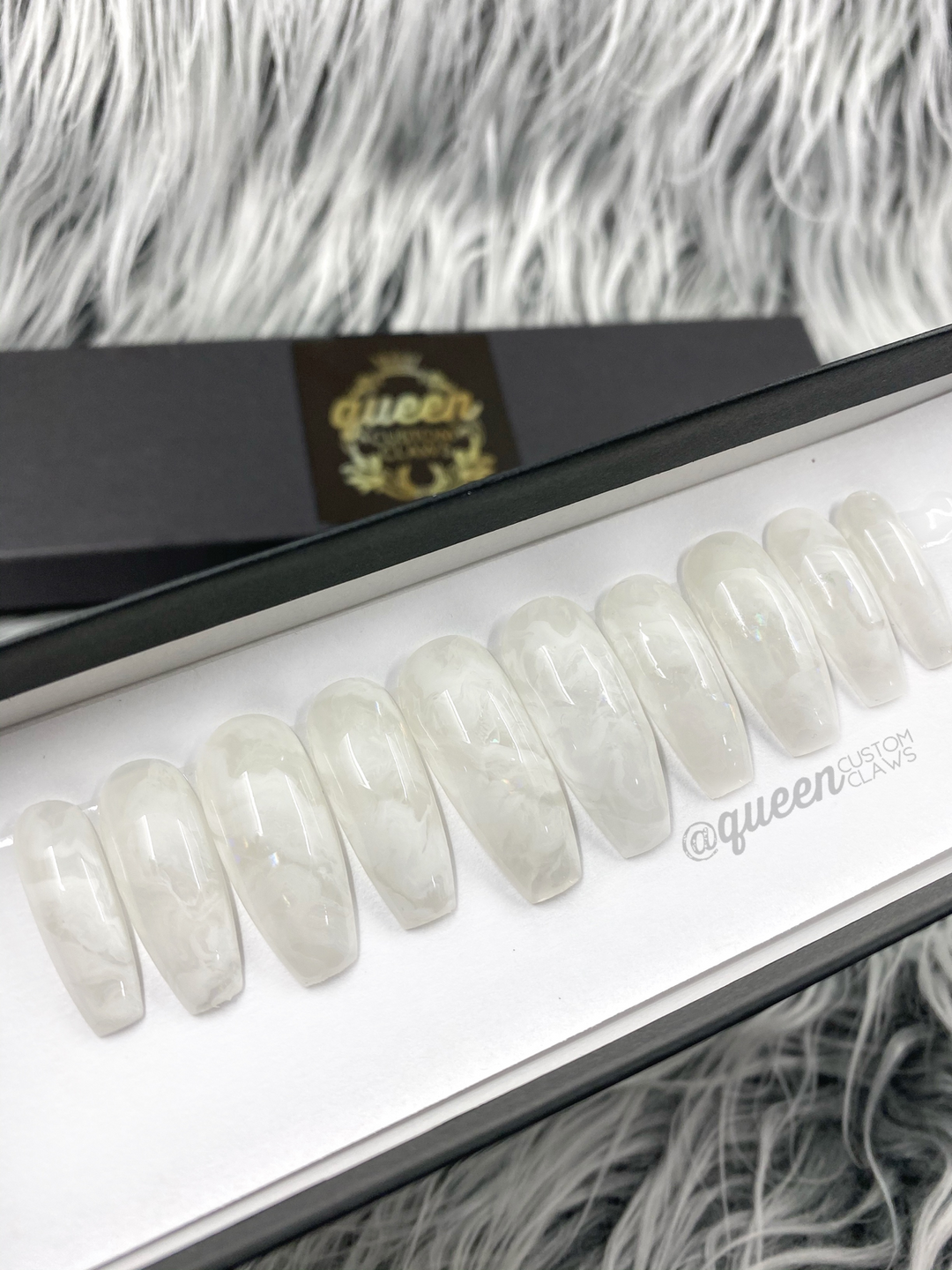 Crystal white quartz- press on nails