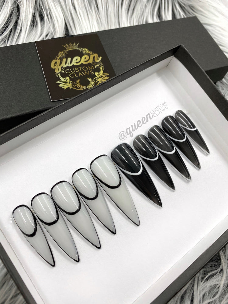 The Outlier- outlined french tip press on nails – Queen Custom Claws