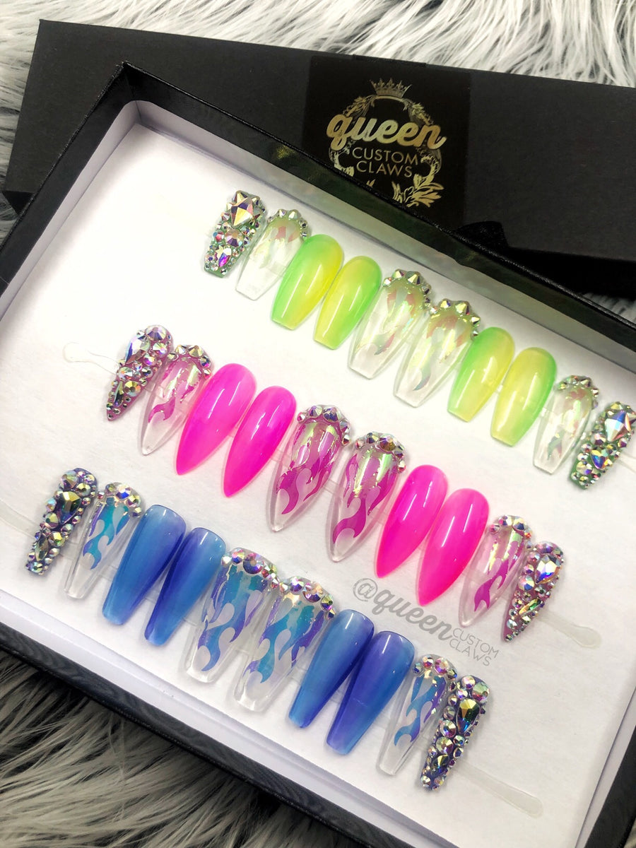 Fire & Ice - press-on nails – Queen Custom Claws