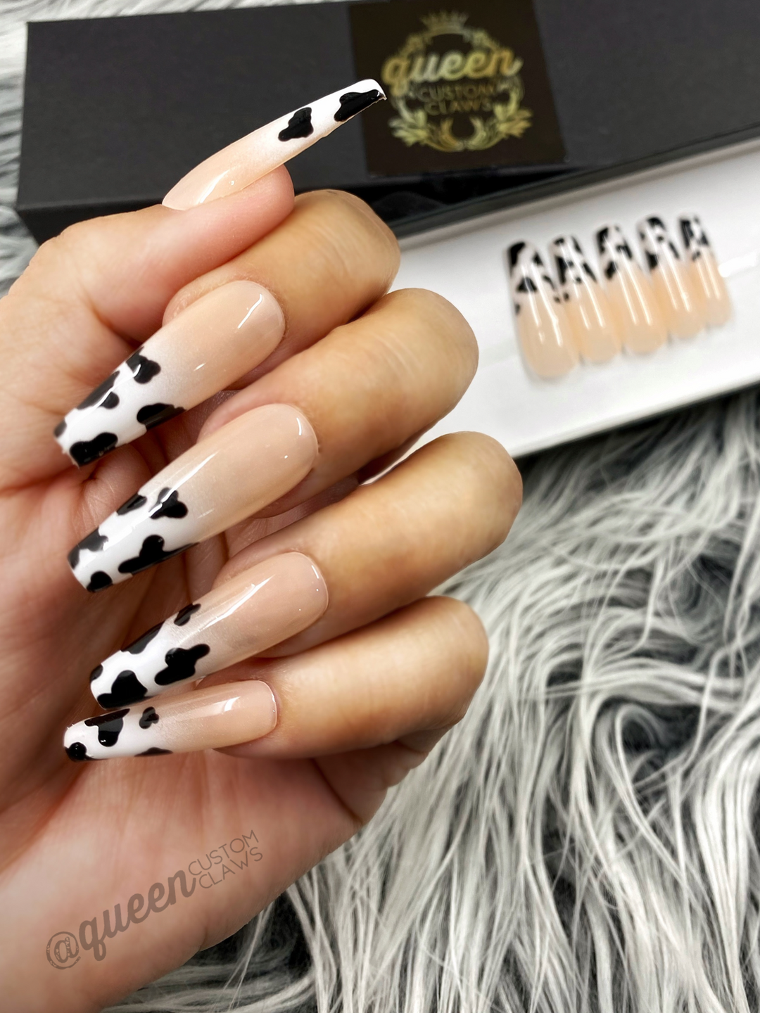 Cow Tipping- Baby Boomer pink & white Ombre- press-on nails