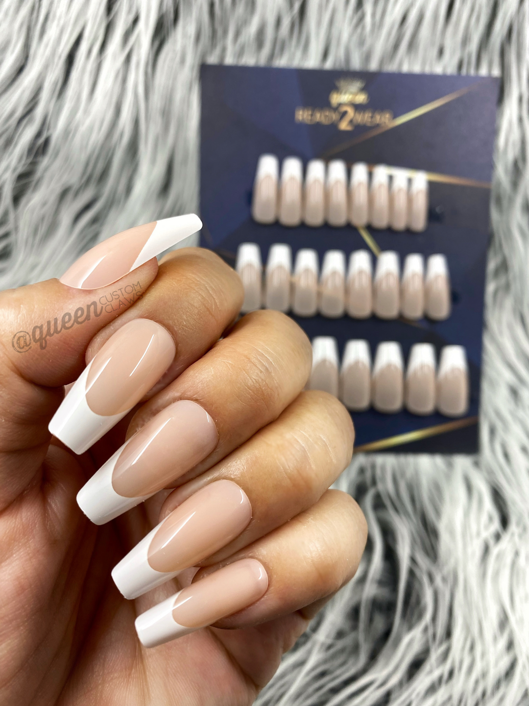 Ready2Wear | French tip: Sculpted Coffin Press-on nails