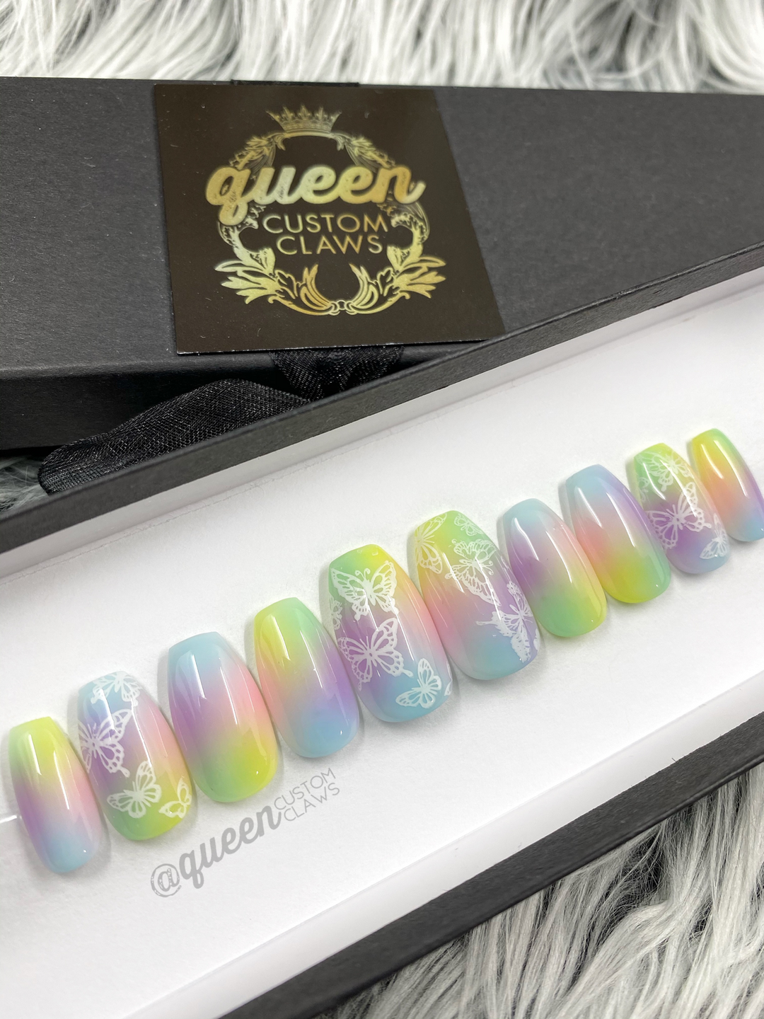 Rainbow Sherbet: Tie dye Ombré- press-on nails